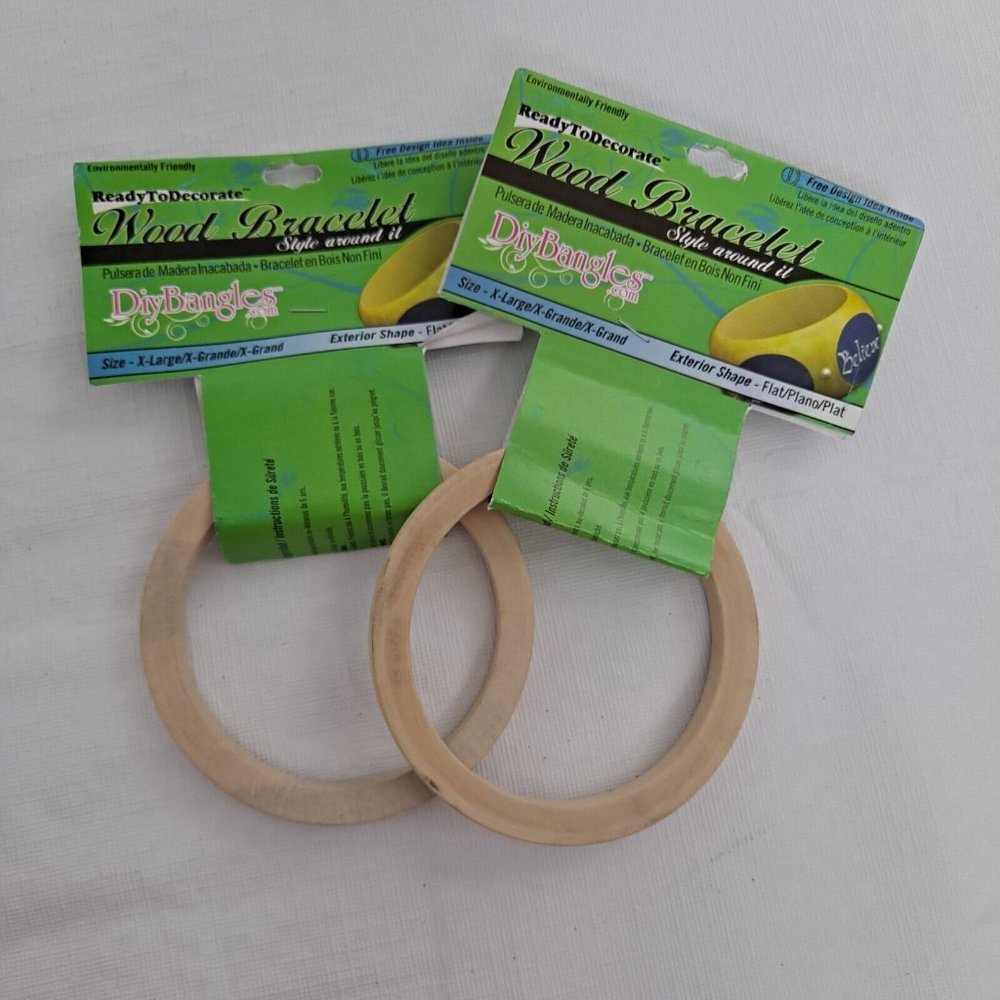 Wooden Bracelets DIY Bangle craft supplies 2 piece XL